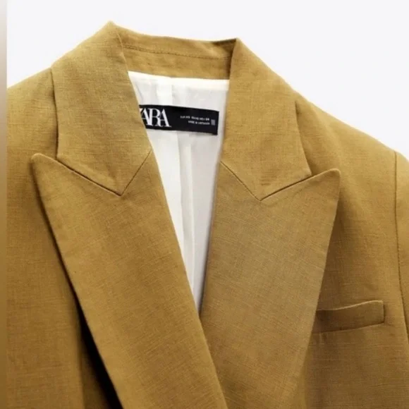 Zara Double-Breasted Linen Blazer - Picture 8 of 10